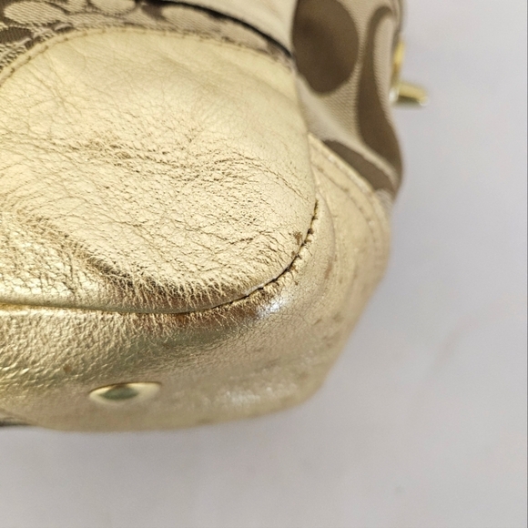 Coach Mosaic Leather Patchwork Shoulder Tote Bag in Gold and Tan F0993-F14004 - Picture 10 of 17